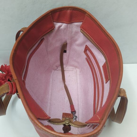 Dooney & Bourke Red Pebbled Leather Double Handles Tote Shoulder Bag - Picture 10 of 16